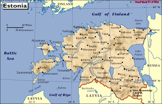 mapa - Estonská republika