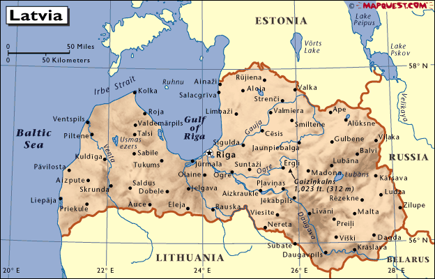 mapa - Lotyšská republika