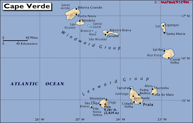 mapa - Kapverdská republika (Republica de Cabo Verde)