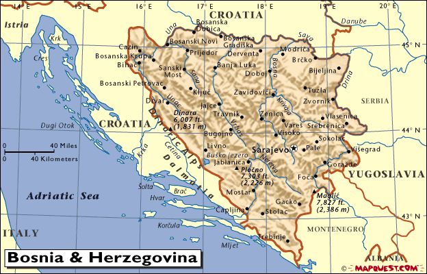 mapa - Republika Bosna a Hercegovina