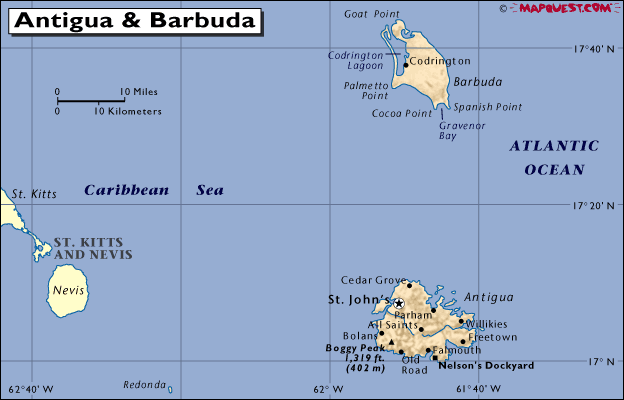 mapa - Antigua a Barbuda