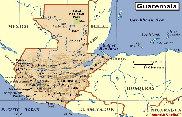 mapa - Republika Guatemala