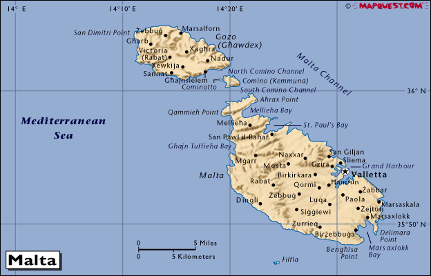 mapa - Maltská republika (Repubblika ta´Malta, Republic of Malta)