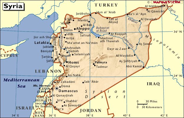 mapa - Syrská arabská republika