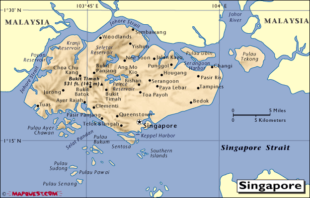 mapa - Singapurská republika