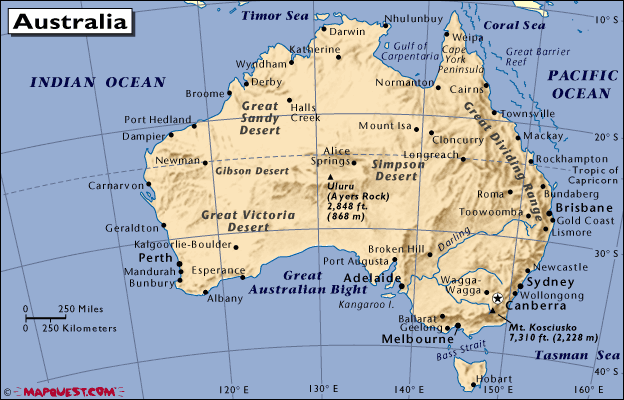 mapa - Australské společenství (Commonwealth of Australia)