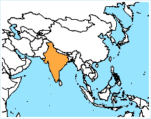 mapa - Indická republika - Republic of India (Bhárat Ganradžja)