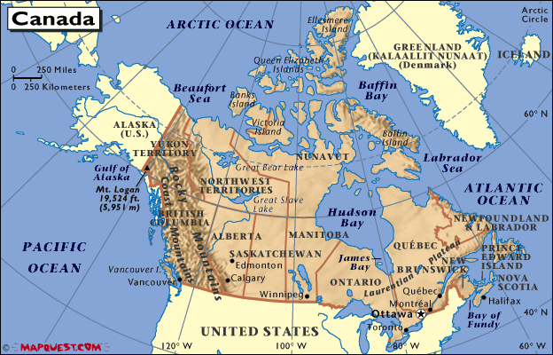 mapa - Kanada