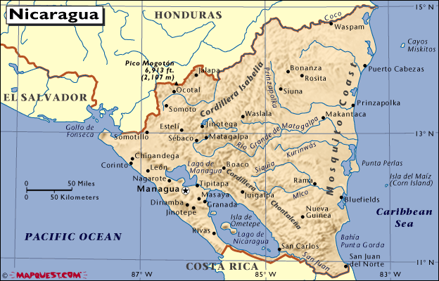 mapa - Nikaragujská republika