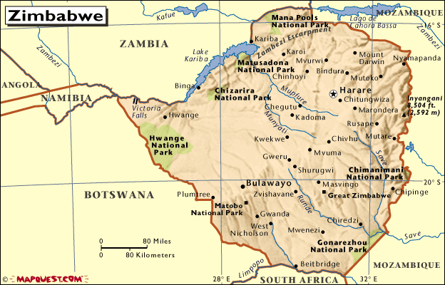 mapa - Republika Zimbabwe