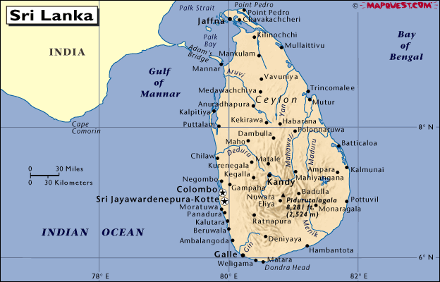 mapa - Srílanská demokratická socialistická republika