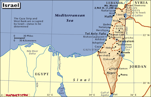 mapa - Stát Izrael